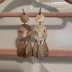 Gold Textured Dangle Earrings